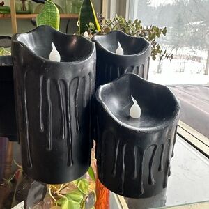 Set of Three BlackBattery Operated Candles